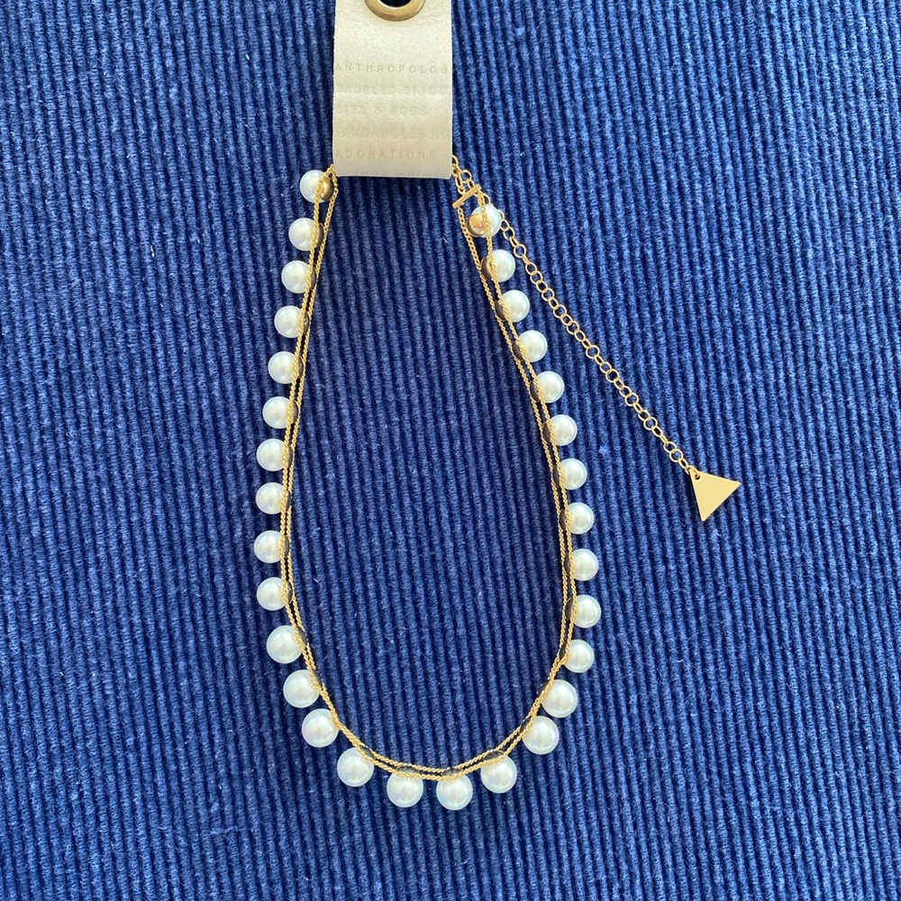 Anthropologie Gold and Pearl Necklace